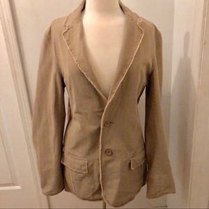 Aeropostale Women's Tan Denim Blazer Fringed M
